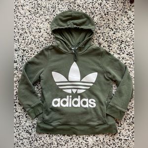 Unisex, moss green, medium, box shaped Adidas hoodie